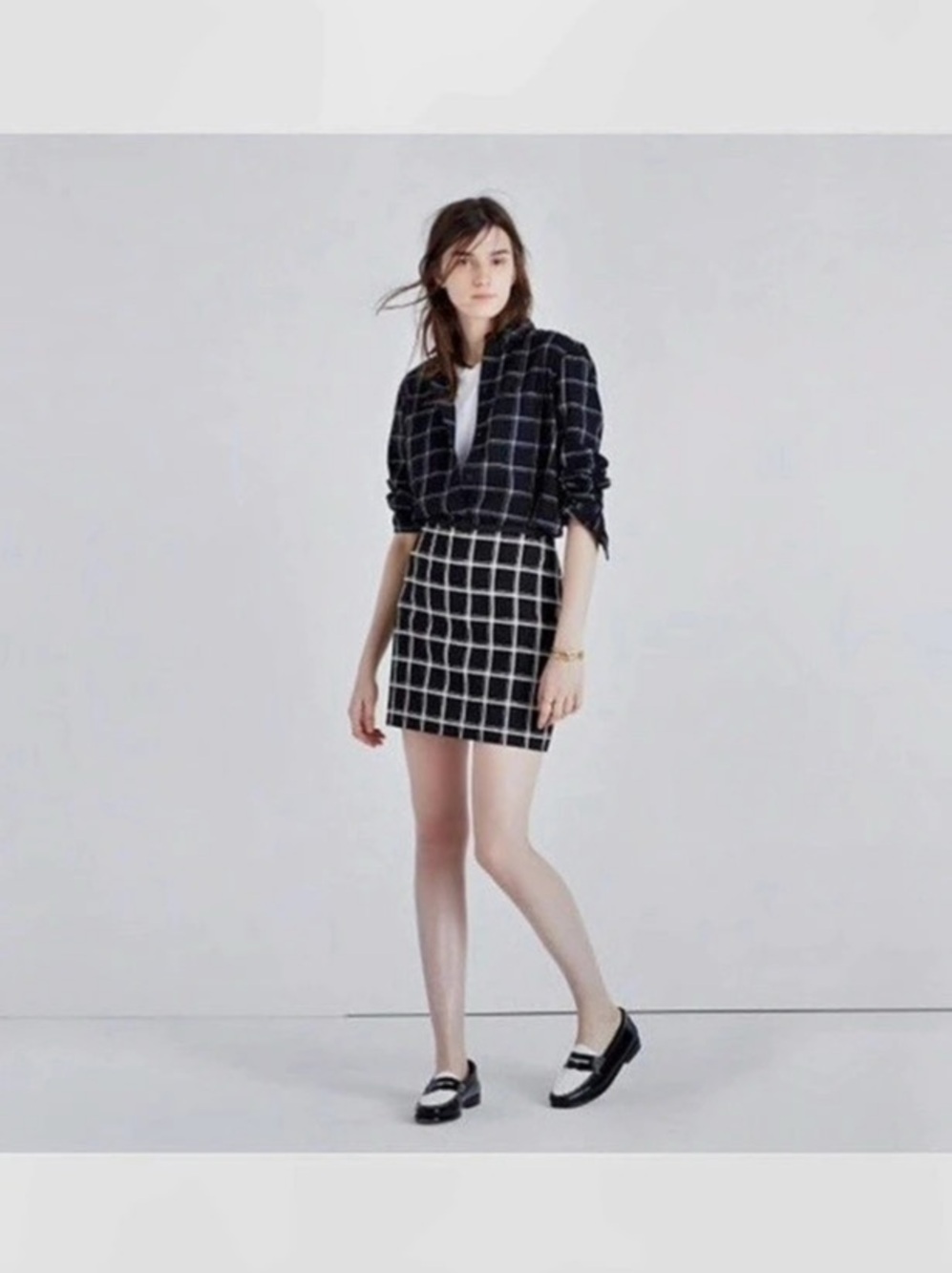Madewell Double Windowpane Pencil Skirt